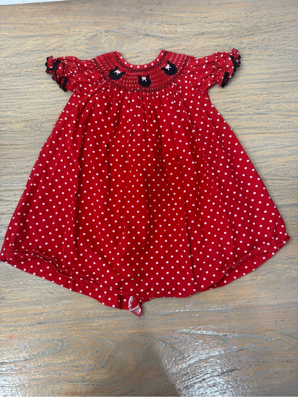 Red Polka Dot Smocked Auctions Toddler Minnie Mouse Dress 2T
